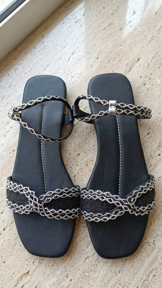 Walkzy Braided Chain Strap Flat Sandal — Artisan Detail, Everyday Elegance!
