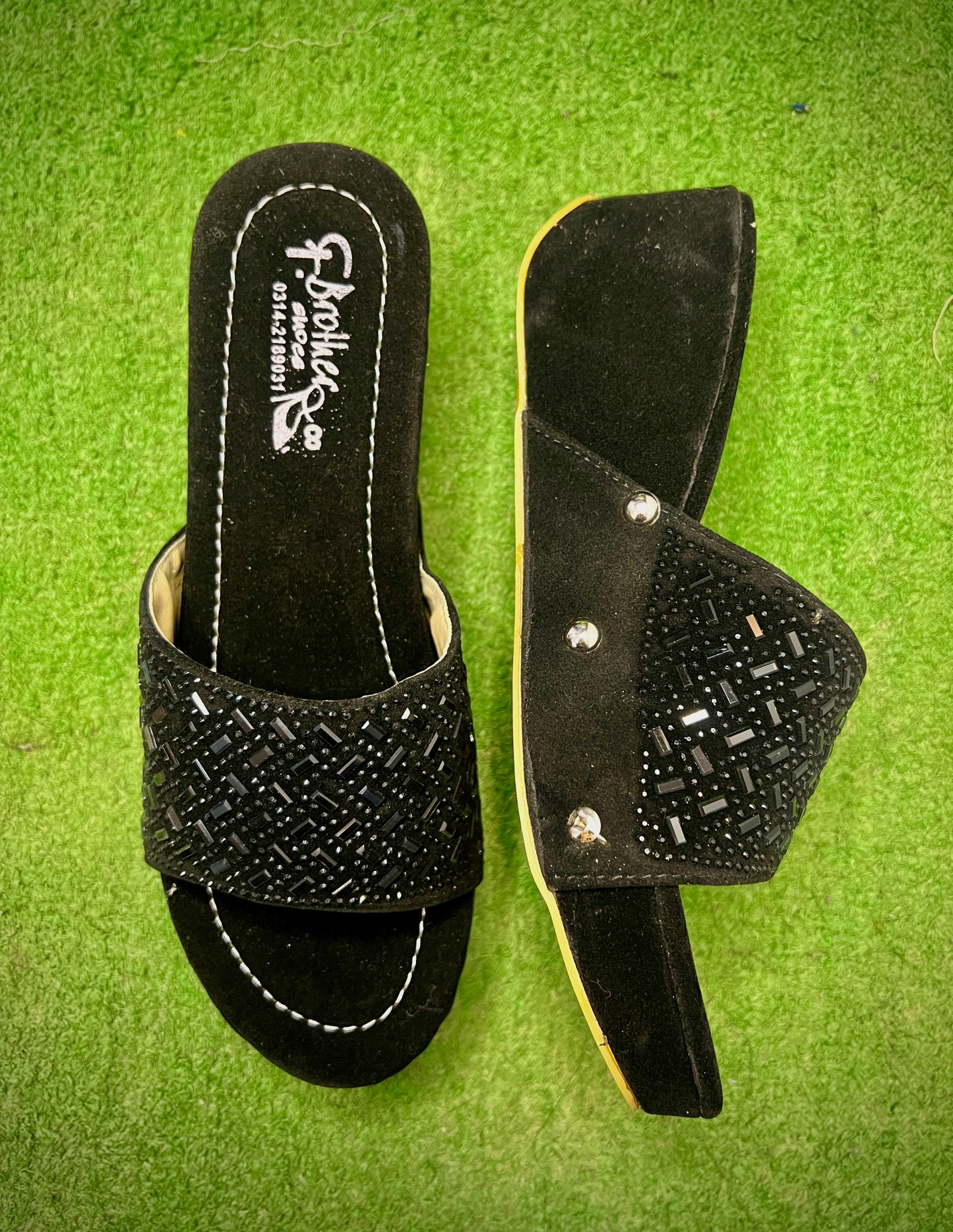 "Walkzy Embellished Wedge Mules with Gold Double Buckle — Luxury Underfoot, Power in Every Step