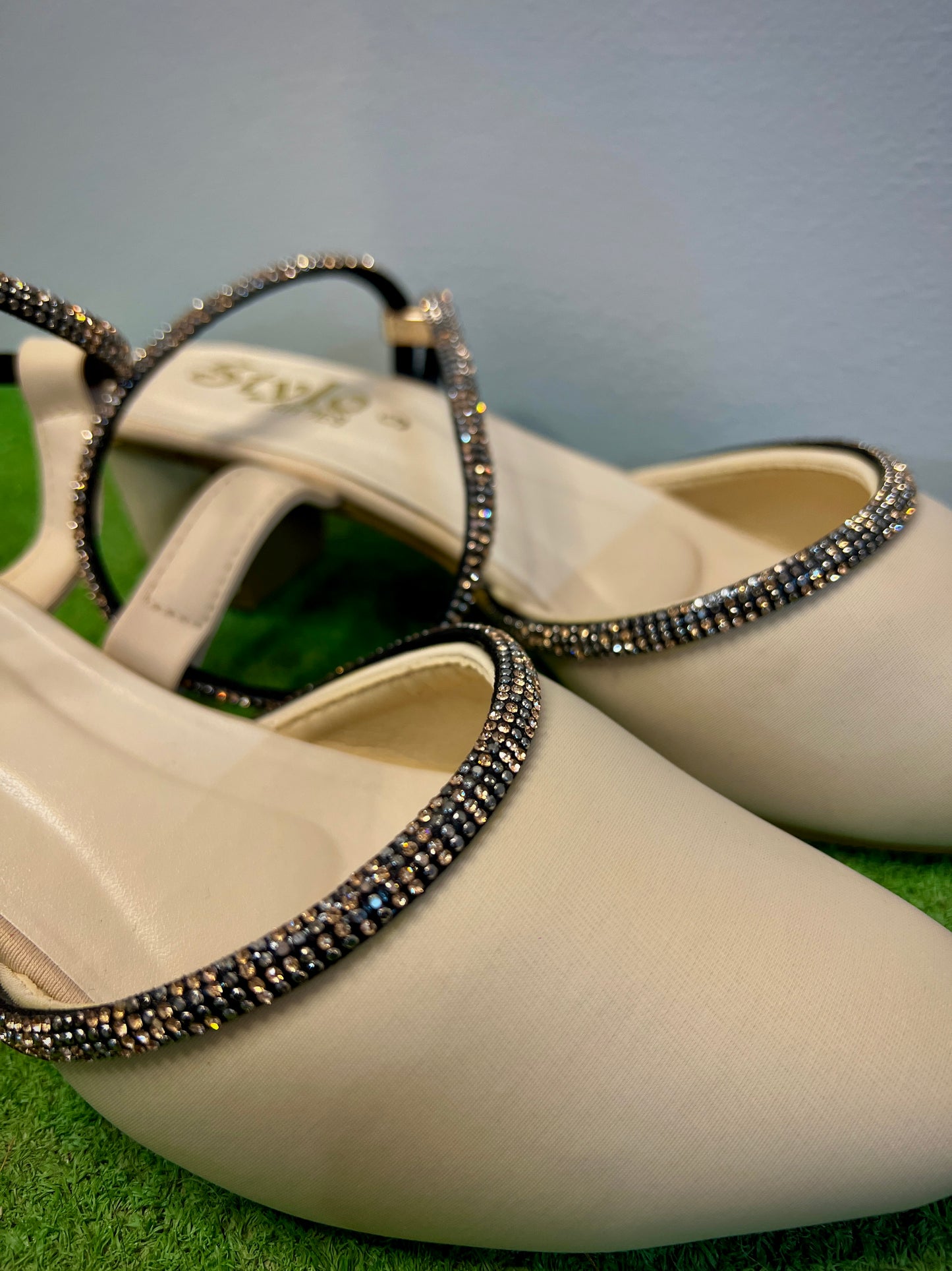 "Walkzy Glitter Block Heel Mules with Stone Detailing — Shine Every Step