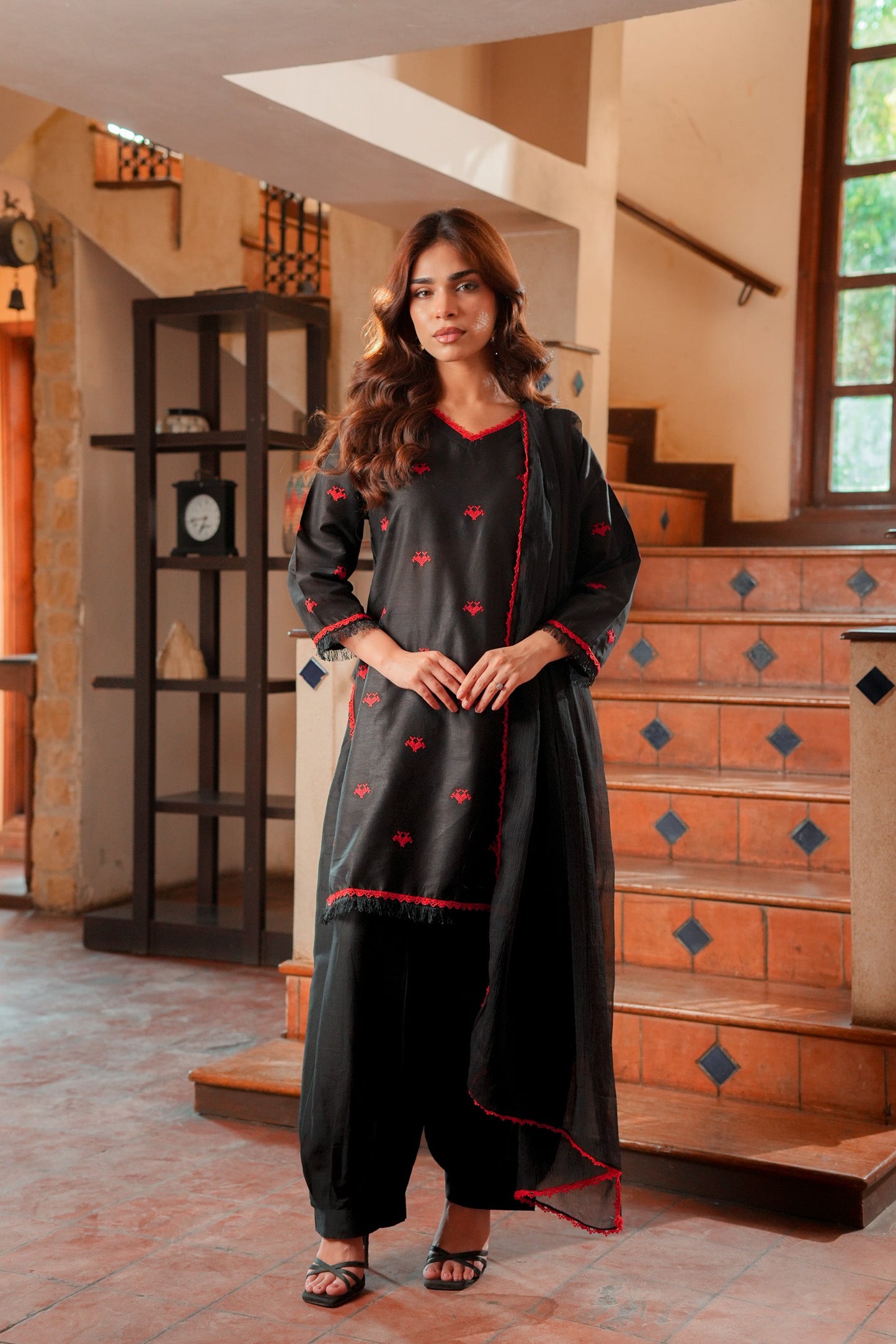 Zohra Noir – Elegant Black 3PC Kurti Set | Premium Summer Wear