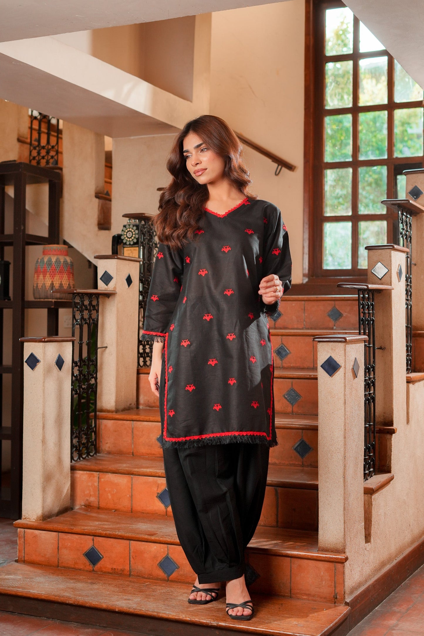 Zohra Noir – Elegant Black 3PC Kurti Set | Premium Summer Wear