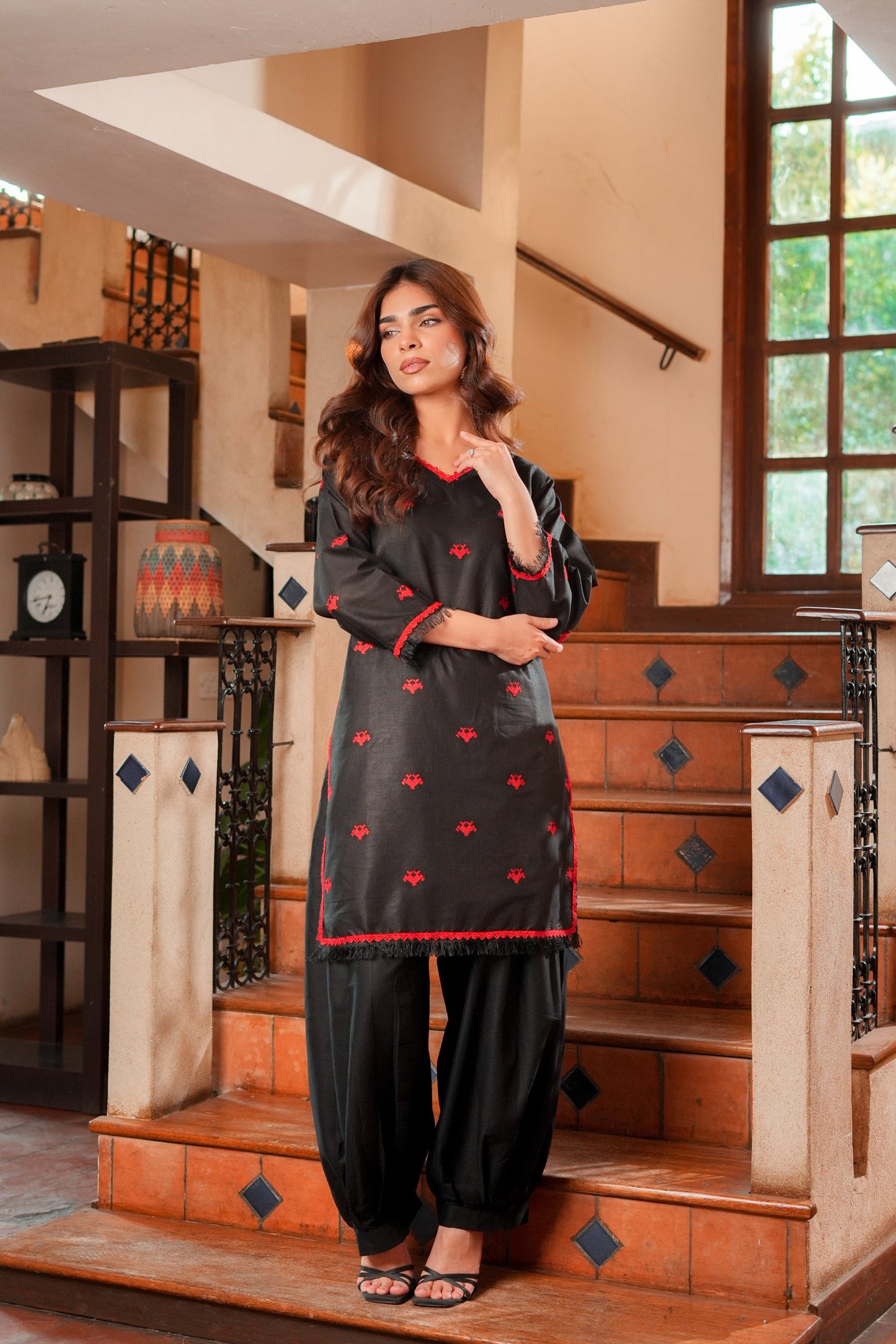 Zohra Noir – Elegant Black 3PC Kurti Set | Premium Summer Wear