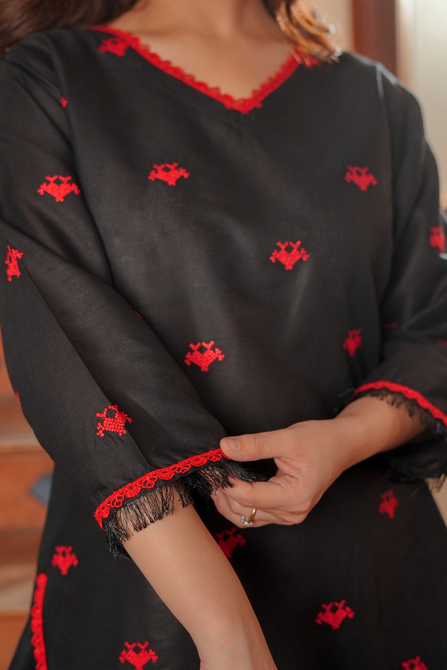 Zohra Noir – Elegant Black 3PC Kurti Set | Premium Summer Wear